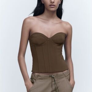 Zara Khaki Corset Top